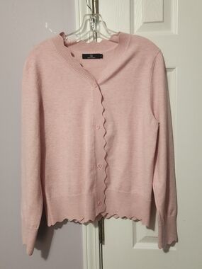 Lillusory Scallop-Edge Light Pink Cardigan Large